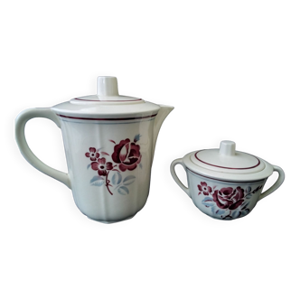 Badonviller faience coffee and sugar maker set