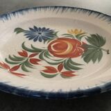 Old plate in auvillar earthenware, floral painting decoration, 19th century