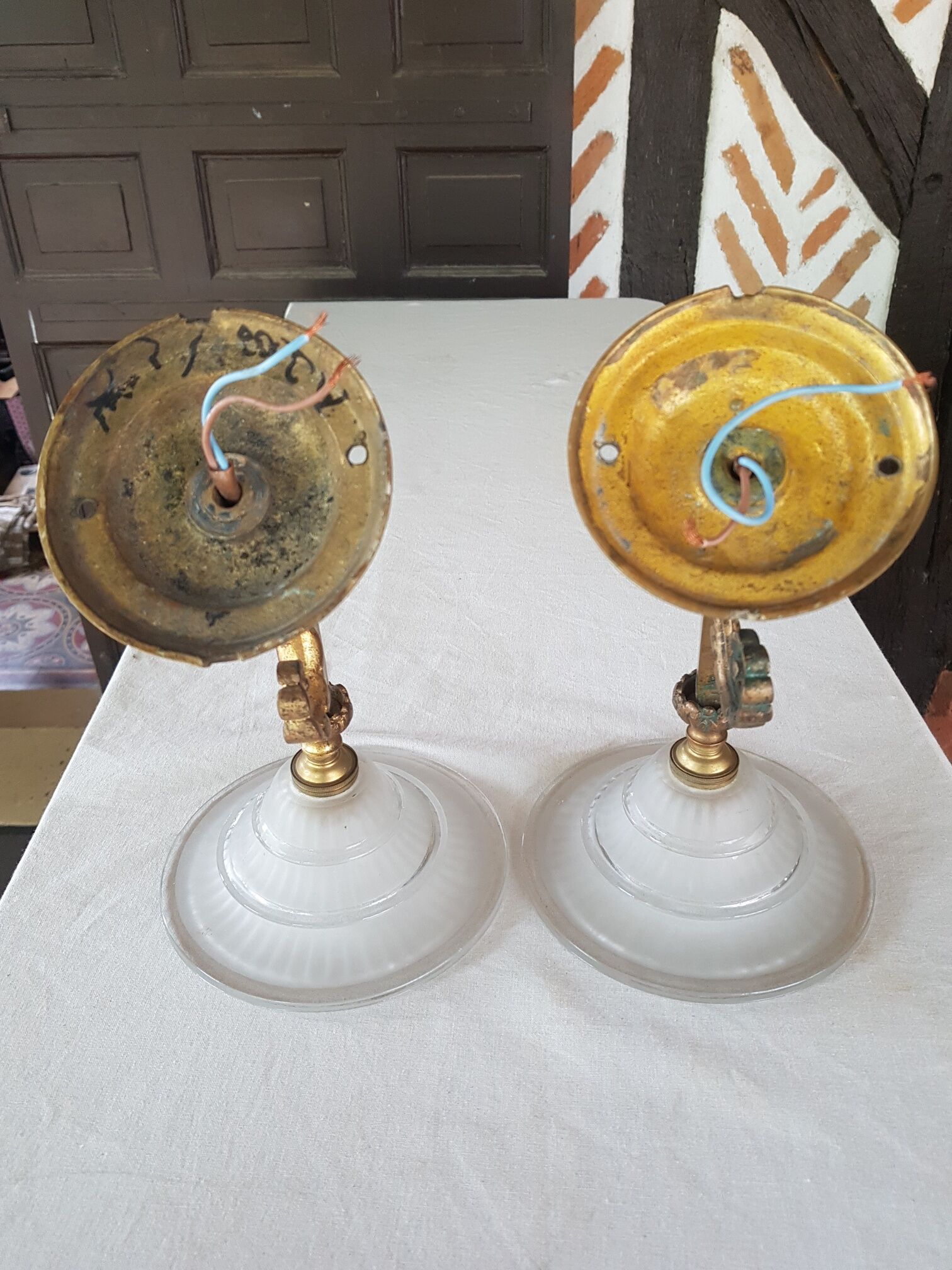 Old art deco bronze wall light 1930