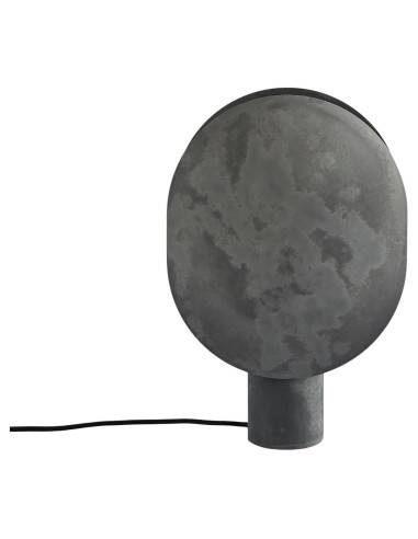 Table lamp in aluminum, oxidized, contemporary work.