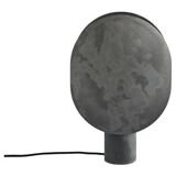 Table lamp in aluminum, oxidized, contemporary work.