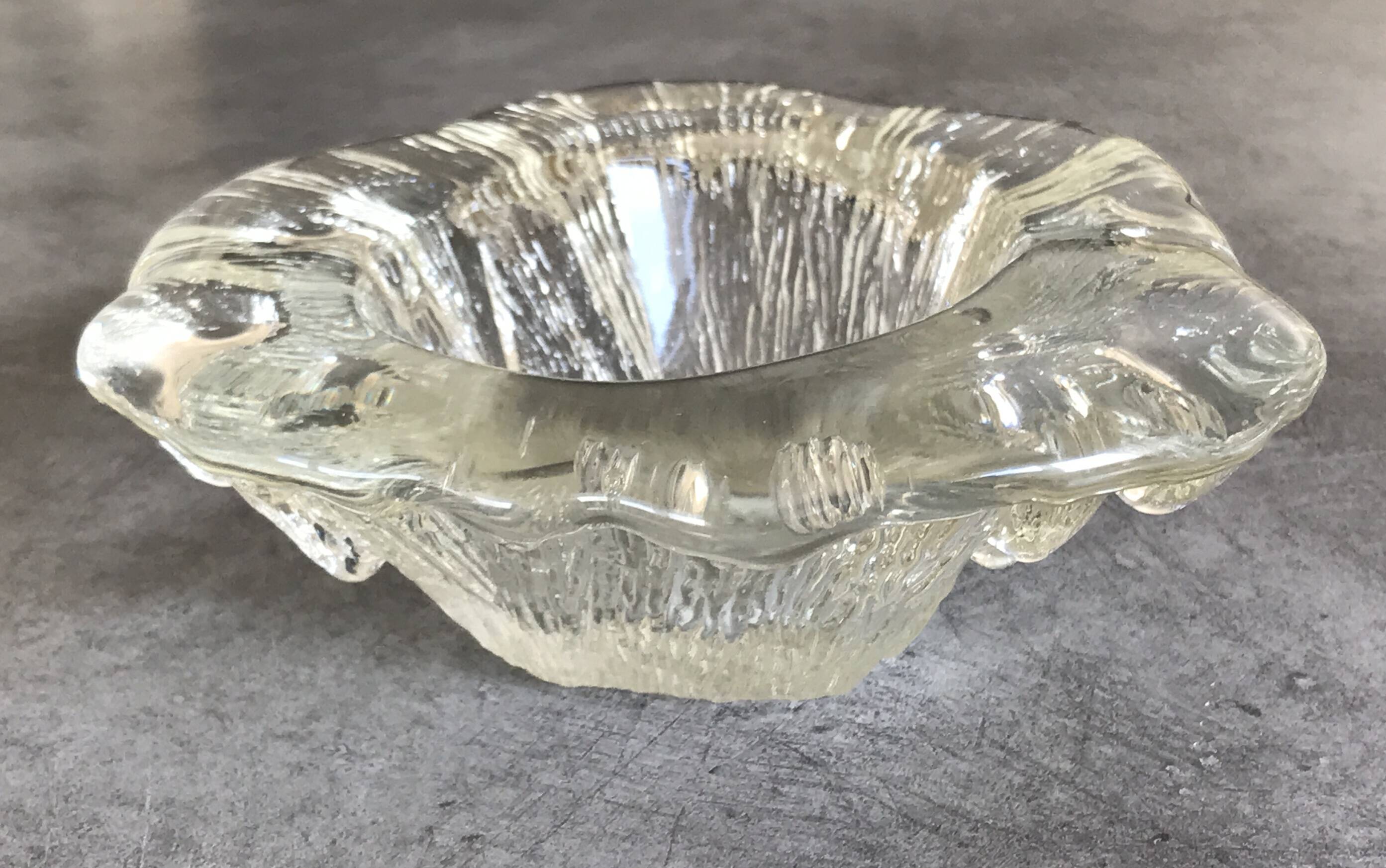 Blenko ashtray, pocket emptier in modernist glass, brutalist design, 1960