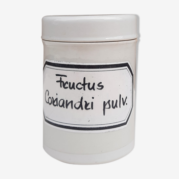 Pot d'apothicaire en porcelaine, "fructus  coriandri pulv.", allemagne 1930