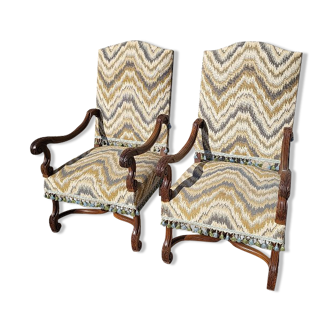 Pair of armchairs louis xiii of the xix th century