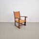 Modern Dutch Brutalist Armchair in Rush and Oak, 1950s