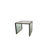 Vintage smoked glass and brass side table, Italy, 1970s