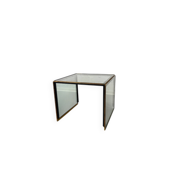 Vintage smoked glass and brass side table, Italy, 1970s