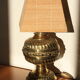 Lampe pied laiton abat-jour rotin