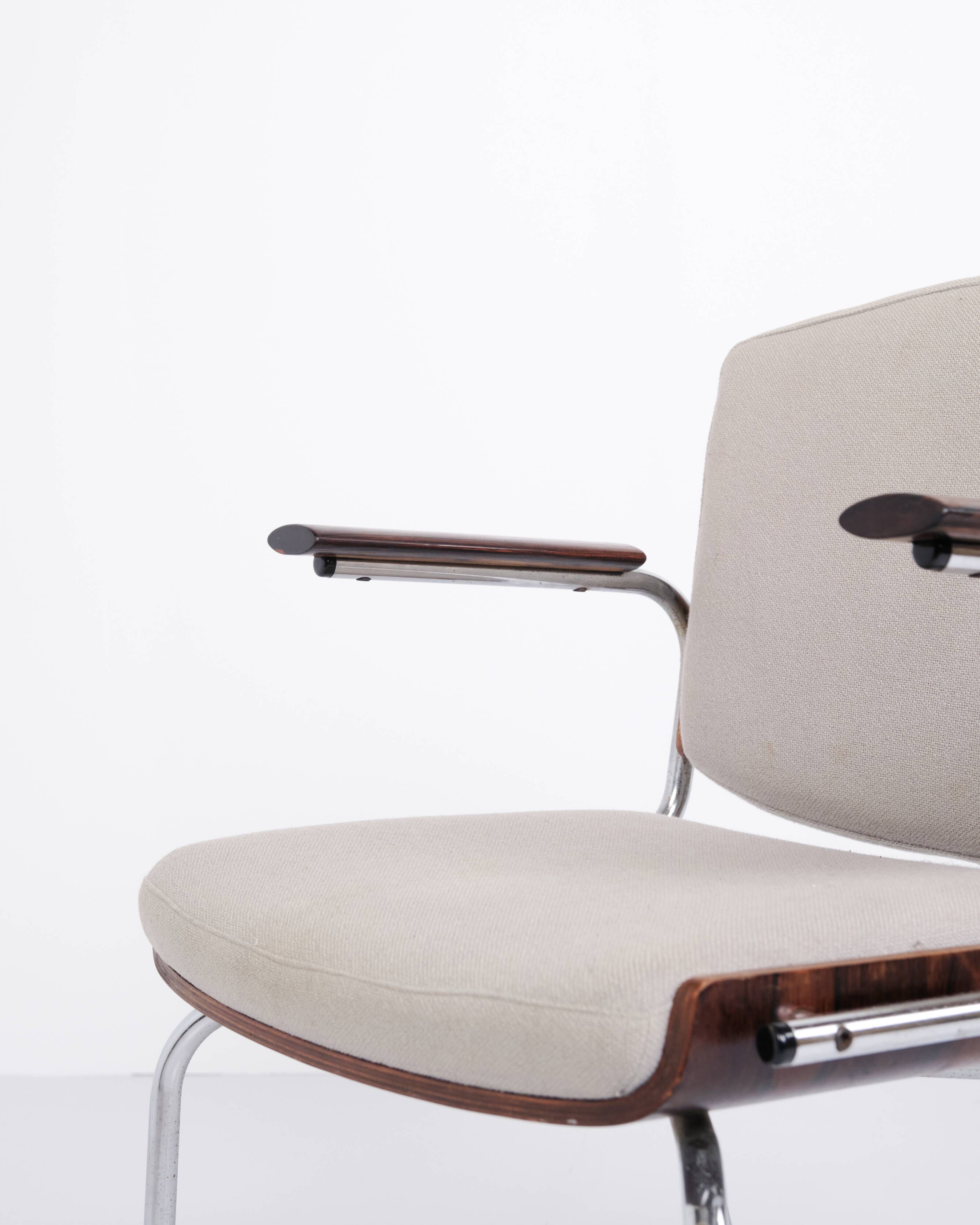 Conference chair – Rosewood & light grey fabric – Duba – 1960s