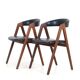 Set of 2 “A-Chairs” / teak chairs / recycling leather / black / Mid Century Danish Modern Design / 1960s