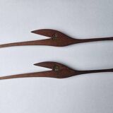 Pair of Midcentury Rare Teak Wall Sculptures of Birds Herons, Denmark, 1960