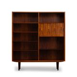 Rosewood library designed by Danish designers with doors by Hundevad & Co, 1960s.