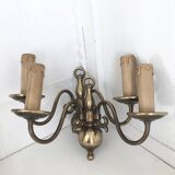 Pair of brass effect wall lights with two lights