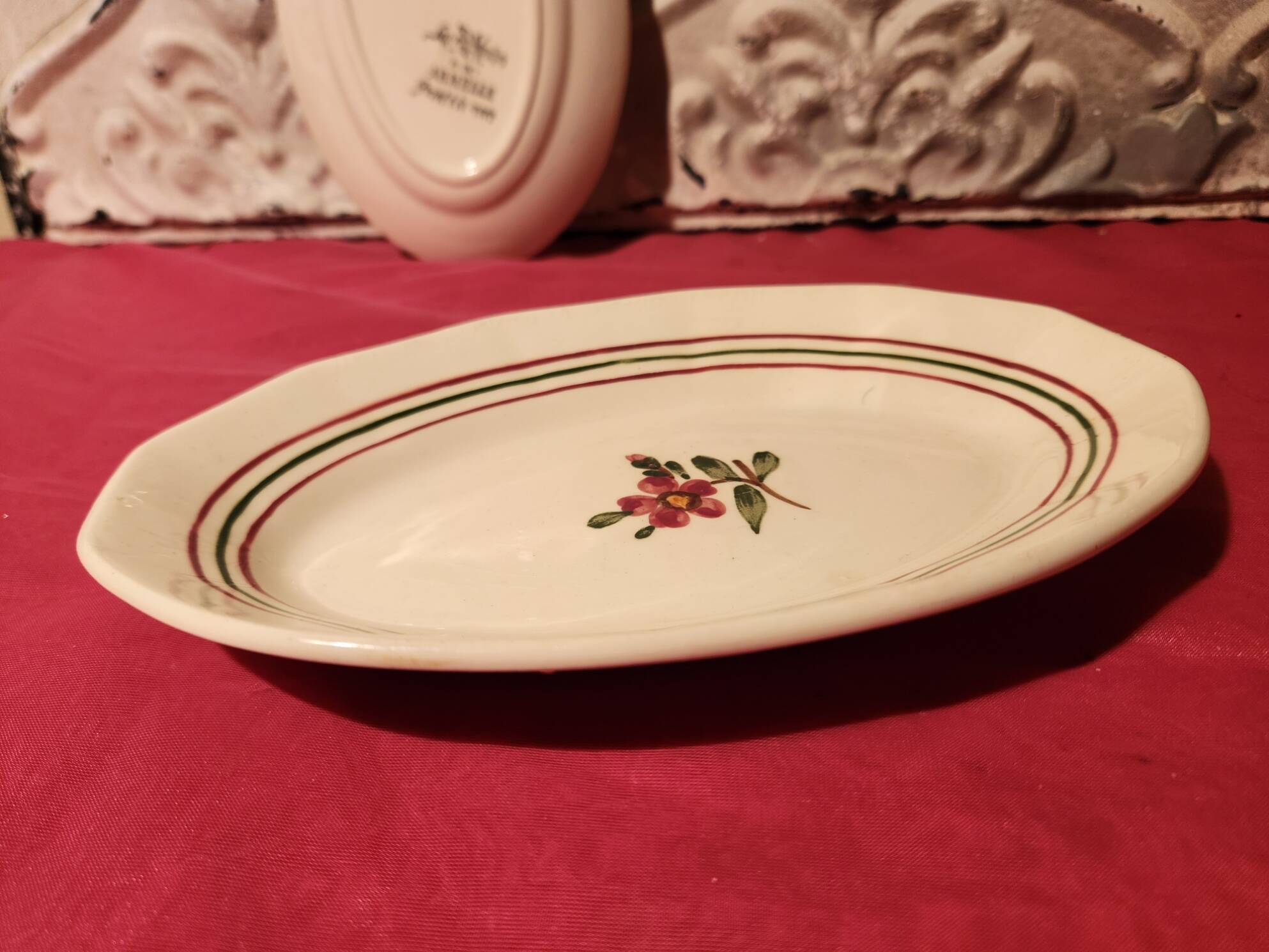 Pair of Armelle Sarreguemines hand-painted dishes