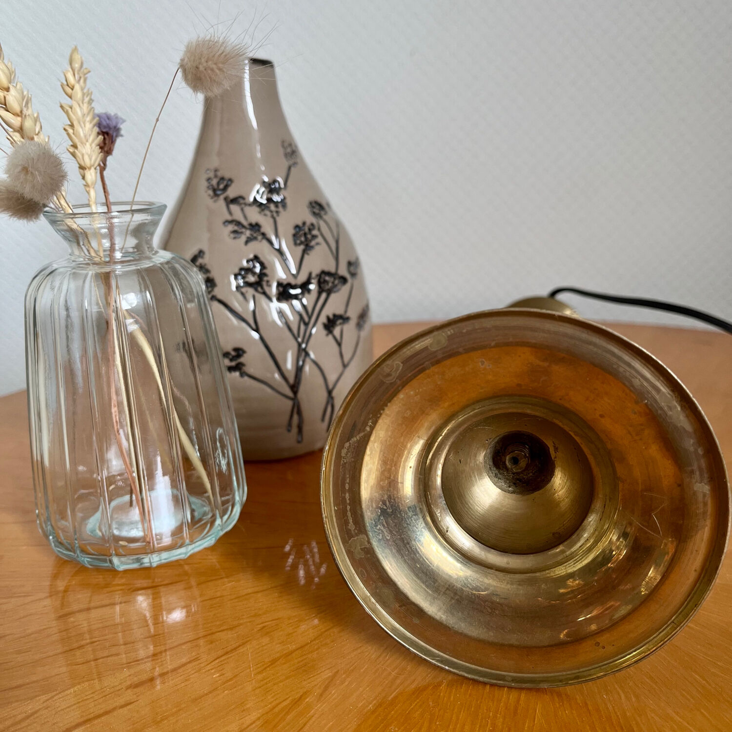 Golden brass candle holder lamp