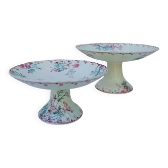 Pair of compotiers, Longwy earthenware, summer model.