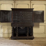 Large Louis XIII cabinet in ebony veneer, 17th century