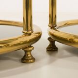 Hollywood Regency style mid century brass side tables, set of 2 , Italy
