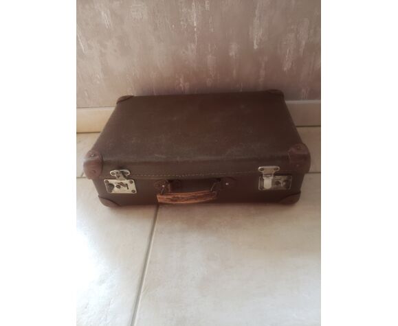 Old cardboard suitcase wooden handle | Selency