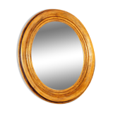 Miroir ovale italien en bois doré du XIXe siècle