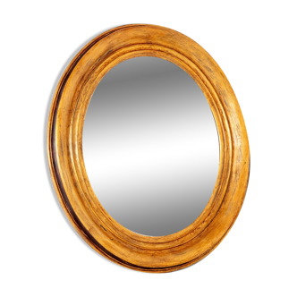 19th Century Italian Golden Wood Oval Mirror