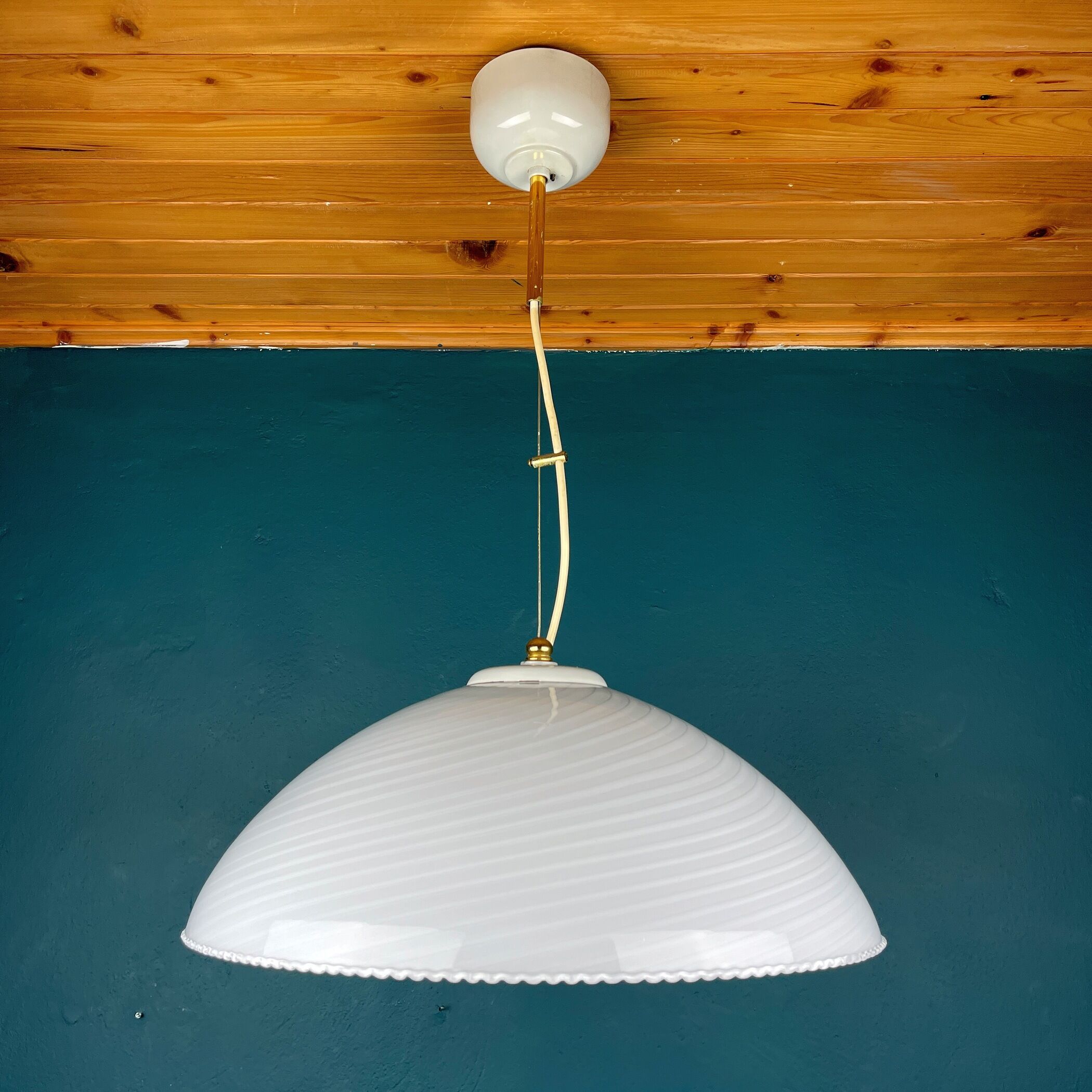 Vintage swirl murano glass pendant lamp Italy 1970s