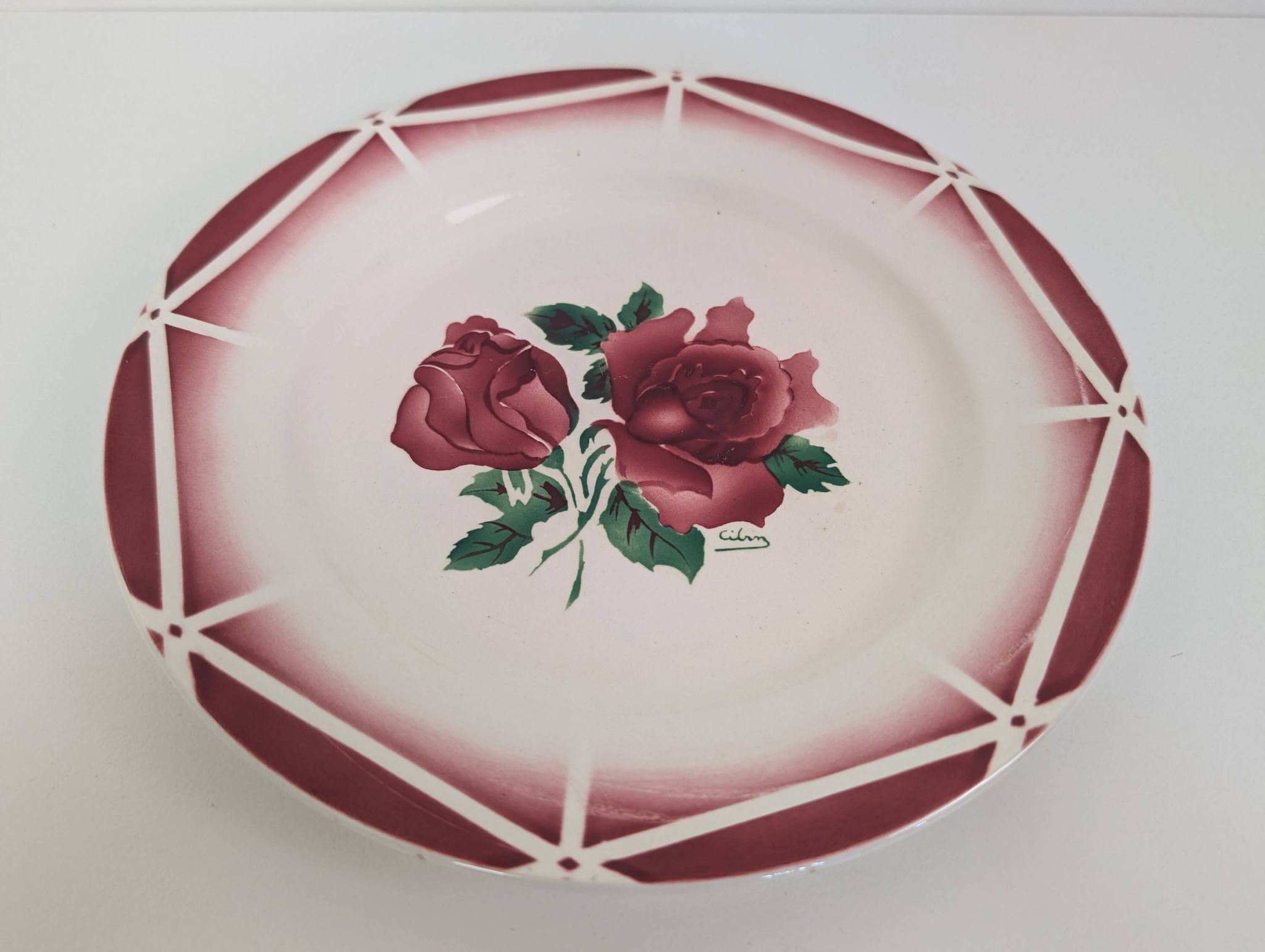 5 assiettes plates Digoin Sarreguemines