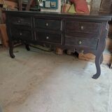Six-drawer console table, African craftsmanship, Ivory Coast
