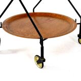 Trolley with loose round trays in the style of Jie Giantofte