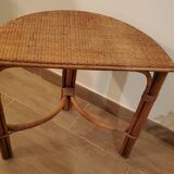 Rattan half-moon console