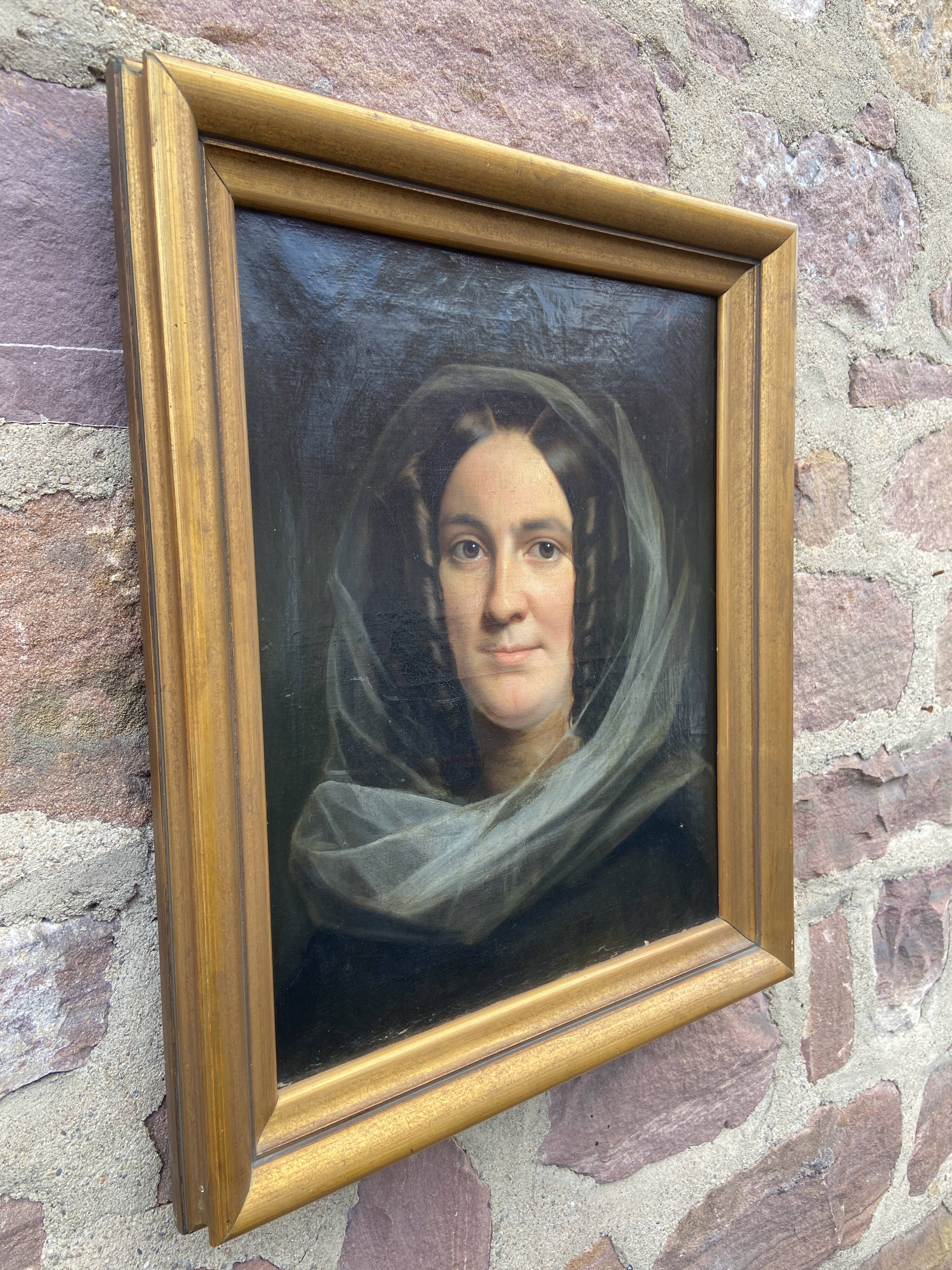 Oil painting on canvas 1850 victor darjou french portrait paint