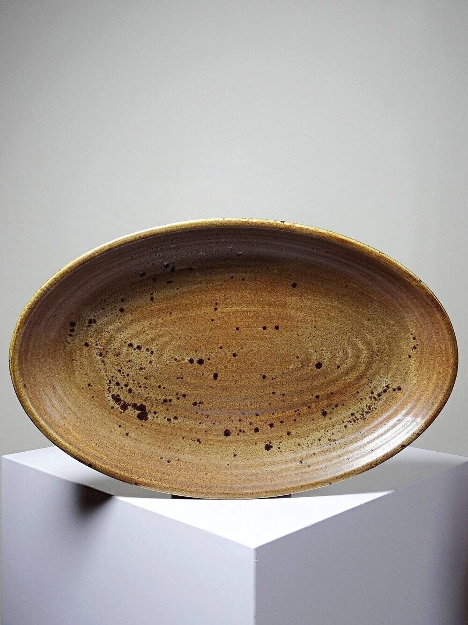 Large oval serving dish, vintage Salins stoneware/ceramic, 1960s