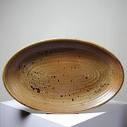Large oval serving dish, vintage Salins stoneware/ceramic, 1960s