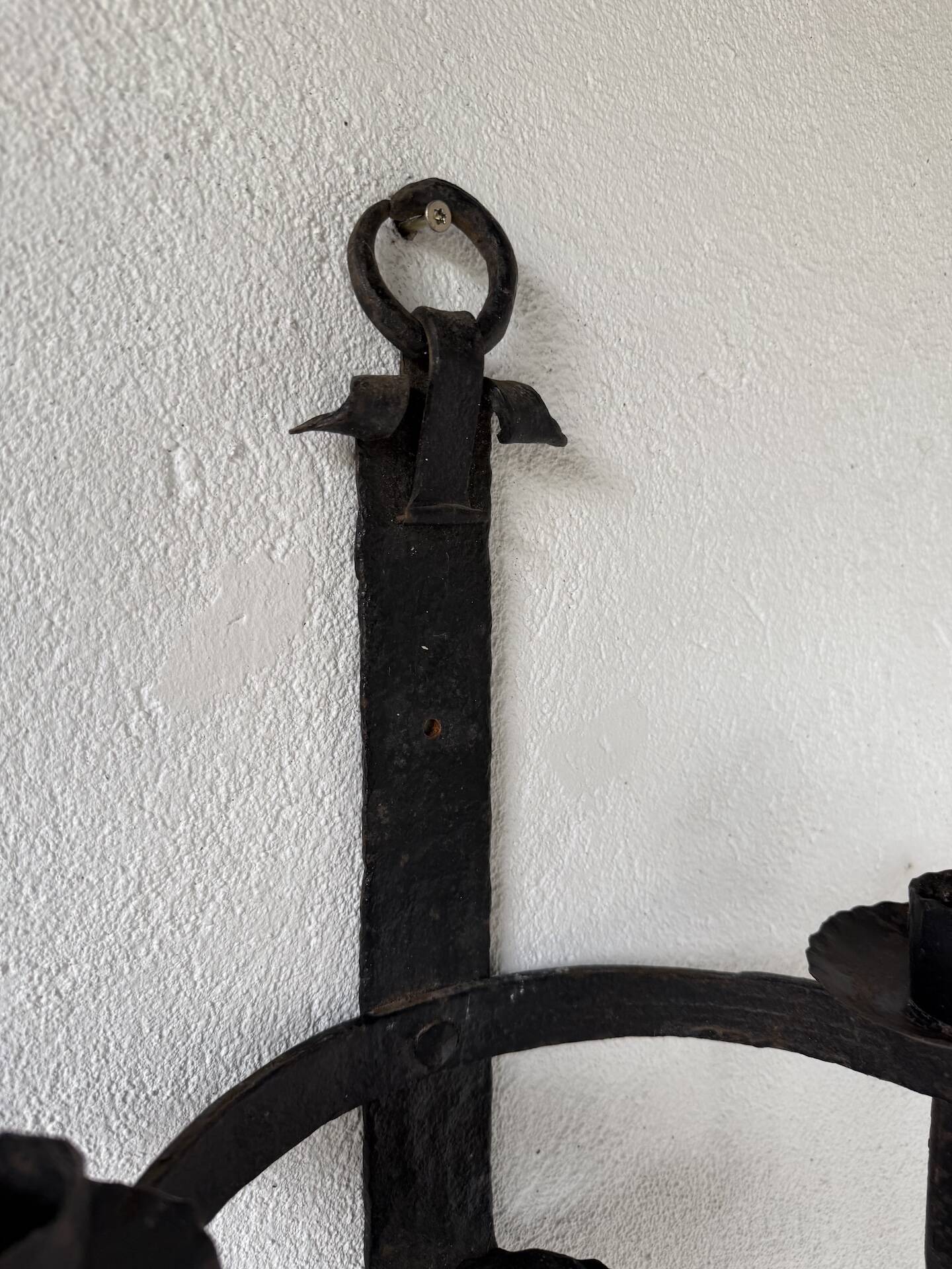 Wrought iron candle holders 1900 brutalist sconces