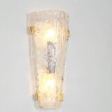 Set of 3 large angular wall sconces in Murano glass by Hillebrand, Germany, 1960s.