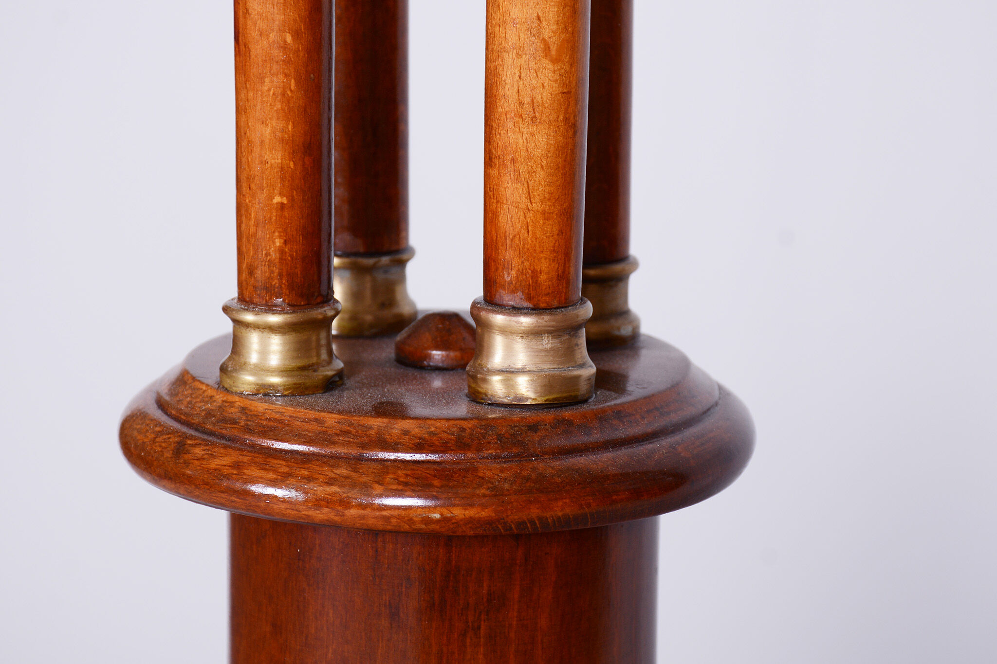 Restored art deco pedestal, beech, walnut, 1920s, czechia