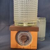 Pair of globe lampshades for wall lamp or lighting lamp in molded pressed glass
