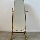 Old free-standing mirror in gilded brass in psychedelic neoclassical style Years 40 France