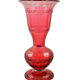 Bohemian red crystal vase decorated with vine leaves, 19th century
