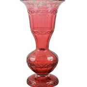 Bohemian red crystal vase decorated with vine leaves, 19th century