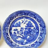 9 Antique Plates 19th Century Blue Willow Pattern Chinese Blue Decor