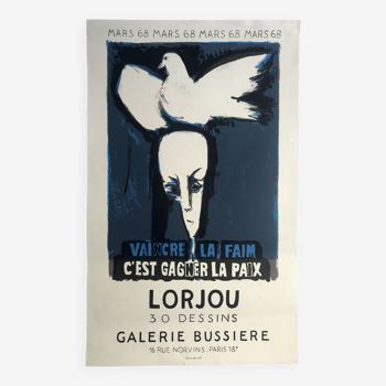 Bernard lorjou, galerie bussière, 1968. original poster in mourlot lithograph