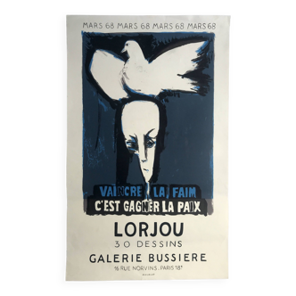 Bernard lorjou, galerie bussière, 1968. affiche originale en lithographie mourlot