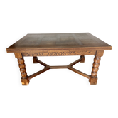 Renaissance-style solid oak table, 20th century.