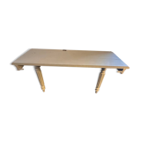 Vintage console in weathered white wood – Chic country style, tapered legs.