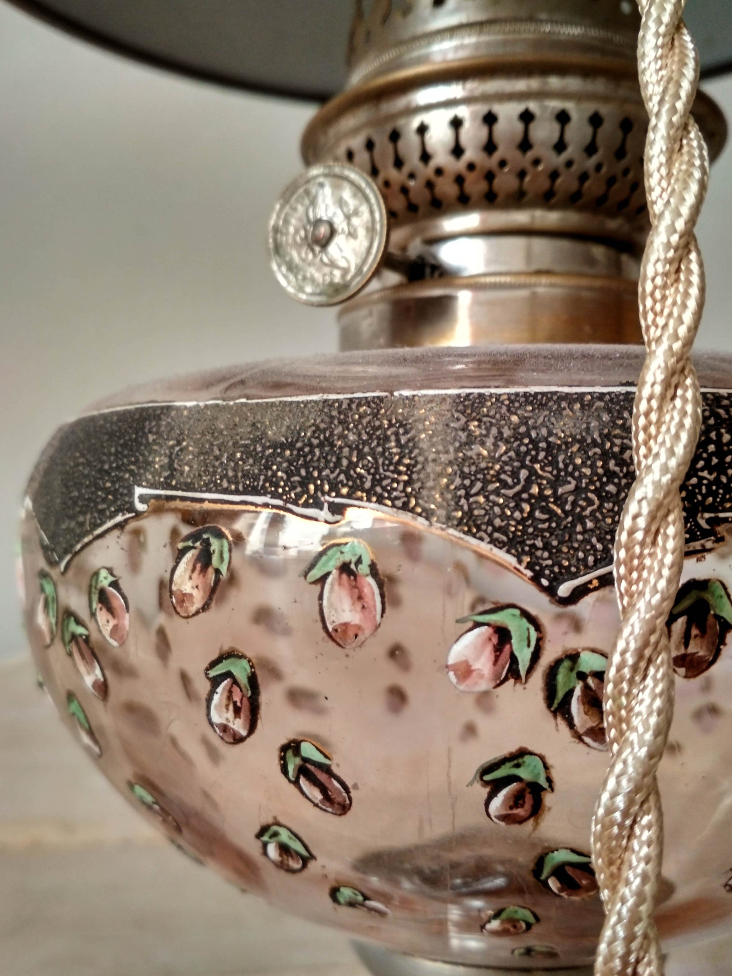 Old art nouveau oil lamp electrified