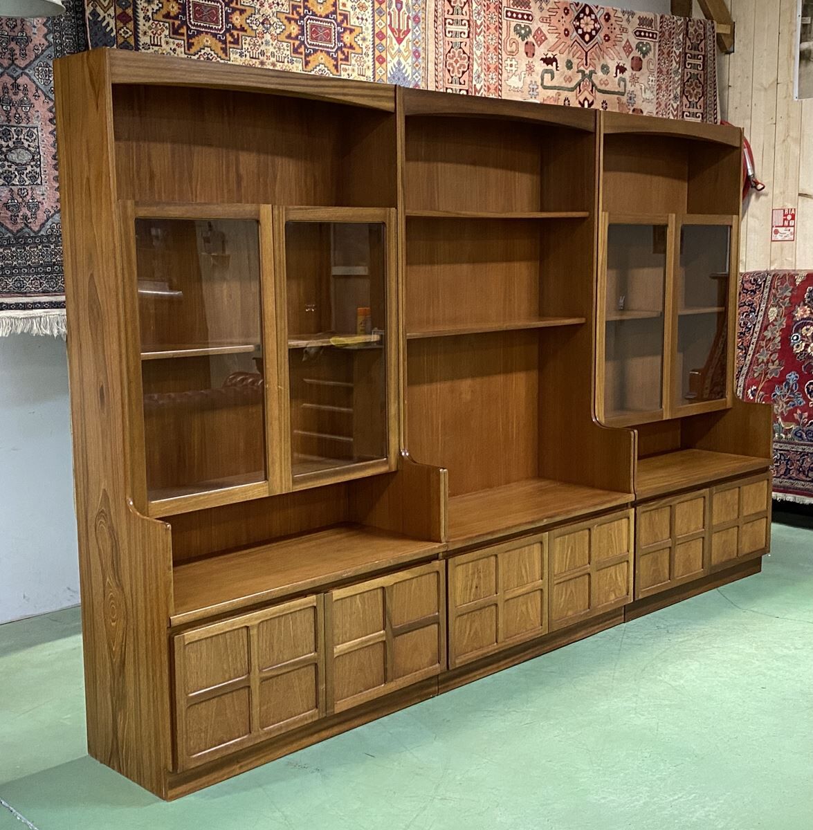 English library in 3 modules from the 1980s in teak
