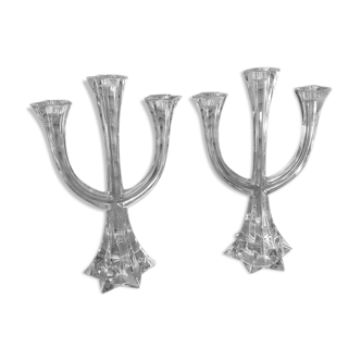 Molded crystal chandeliers 3 Branches Candle holder lot of 2 Dp 0122n008