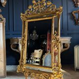 Miroir d’époque Art Nouveau en bois doré à la feuille d’or, fin XIXème