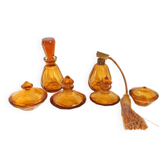 Art Deco Amber Crystal 6 Piece Toiletry Set